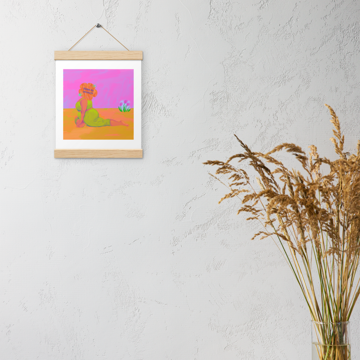 Stretch Your Mind Print | Humorous Yoga & Zen Wall Art | Colorful Self-Care Poster Poster with hangers