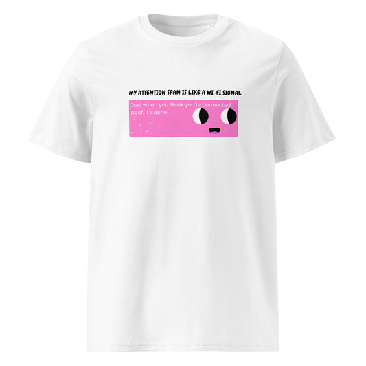 Product mockup white t-shirt with adhd text and image