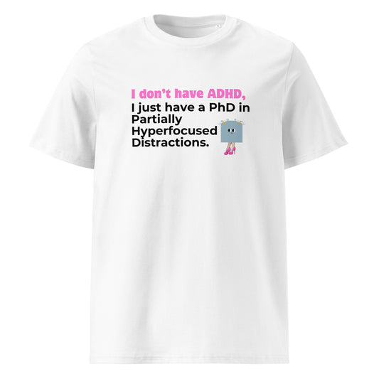 Product mockup white t-shirt adhd front view